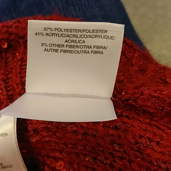 Anne Klein Red Crew Neck Sweater w Sequins Large - Picture 5 of 5
